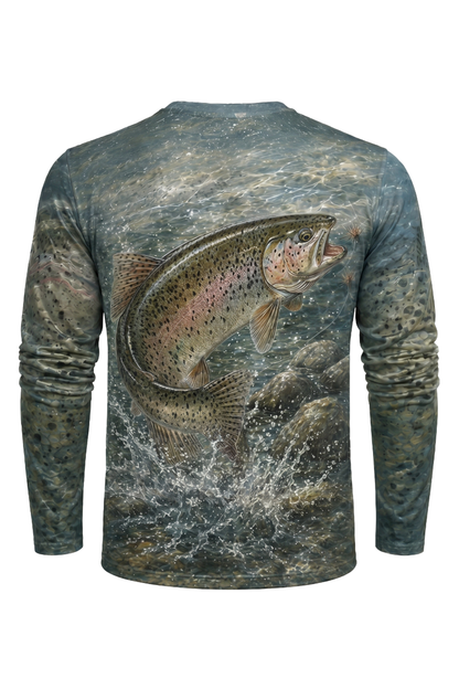 Performance Fishing Long Sleeve - Trout Freestone Drift - AOF51 mockup artwork side