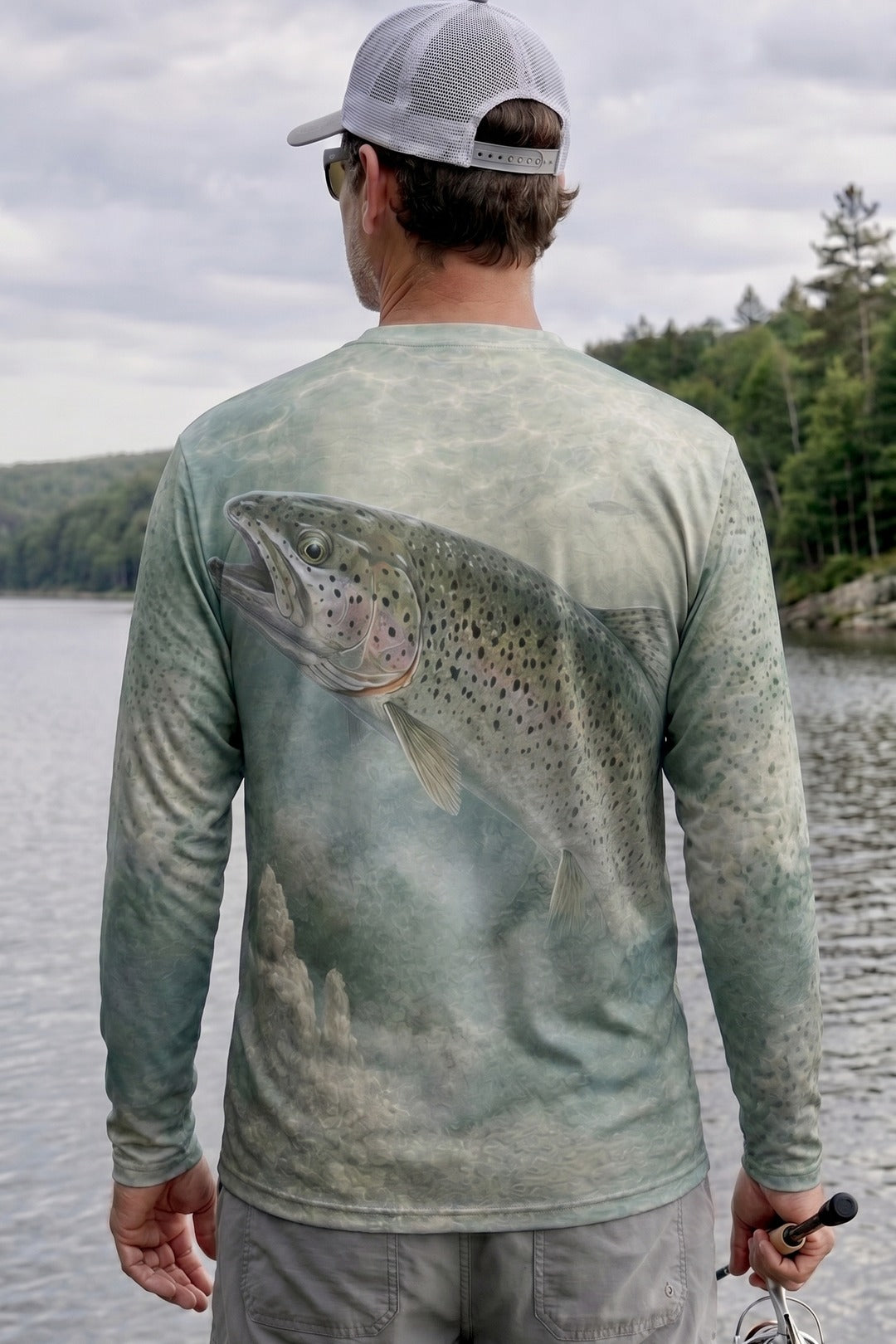 Performance Fishing Long Sleeve - Trout Mistwater Glide - AOF50 lifestyle artwork side