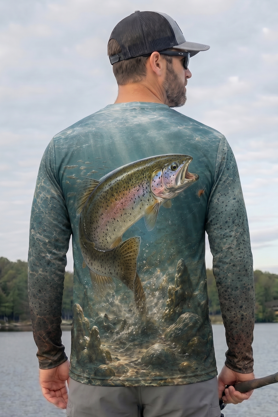 Performance Fishing Long Sleeve - Trout River Rise - AOF52 lifestyle artwork side