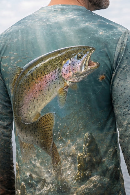 Performance Fishing Long Sleeve - Trout River Rise - AOF52 lifestyle artwork zoom