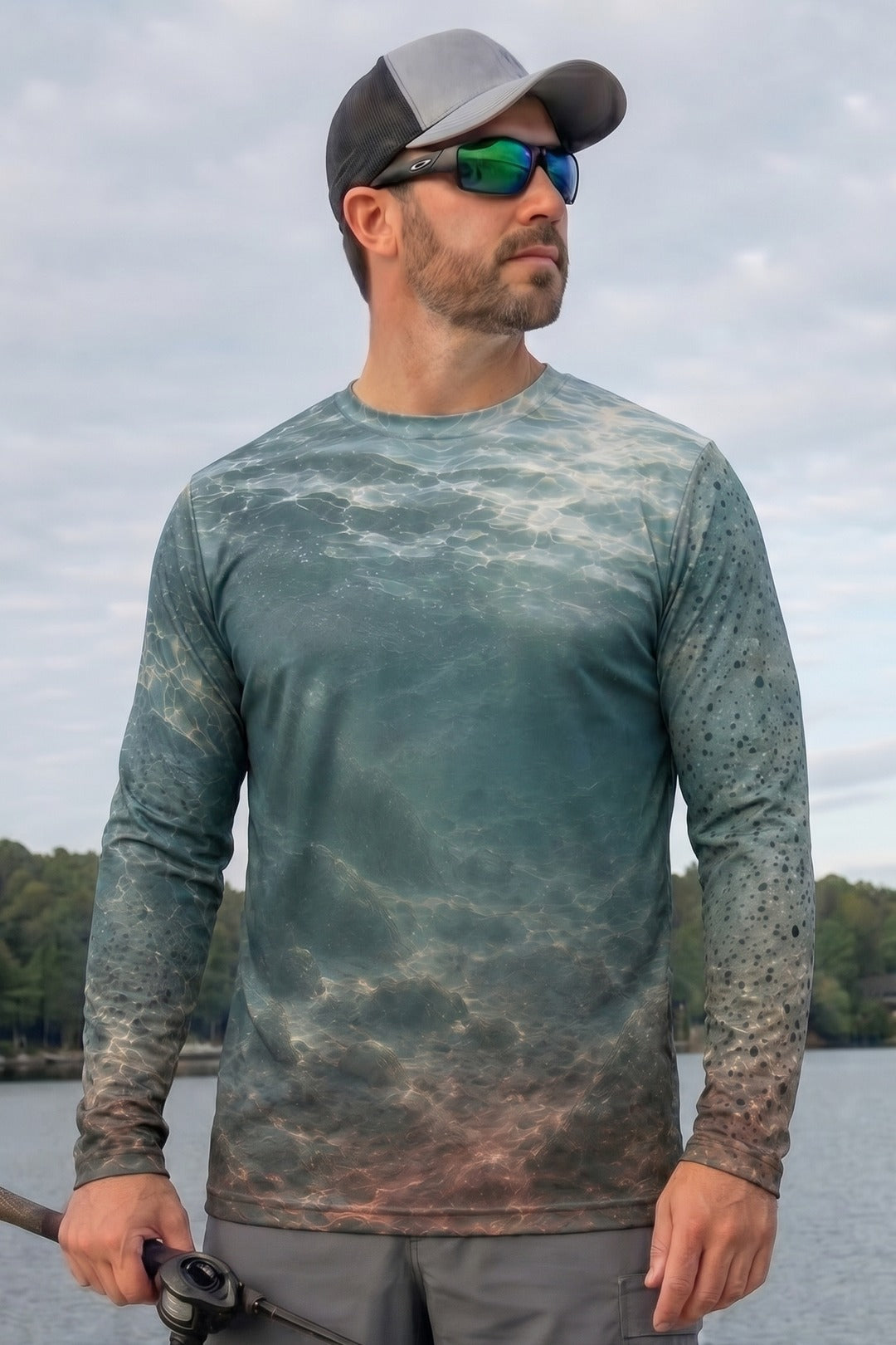 Performance Fishing Long Sleeve - Trout River Rise - AOF52 lifestyle opposite side