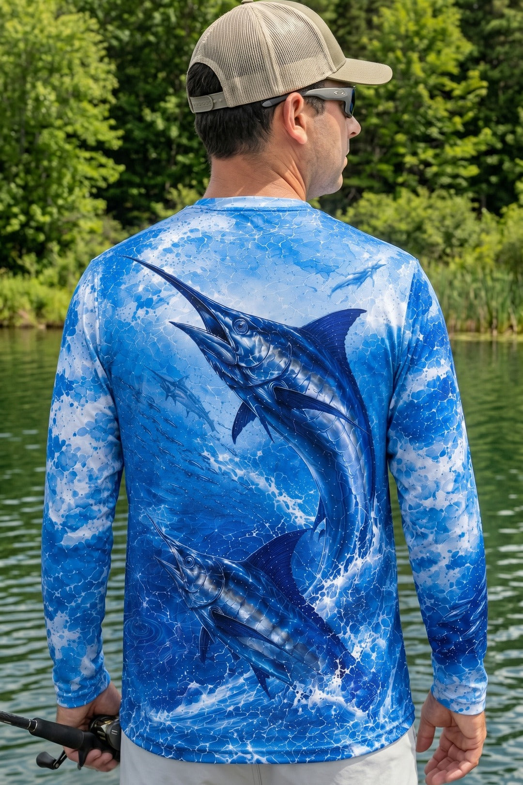 Performance Fishing Long Sleeve - Twin Blue Marlin Surge - RS12 lifestyle artwork side