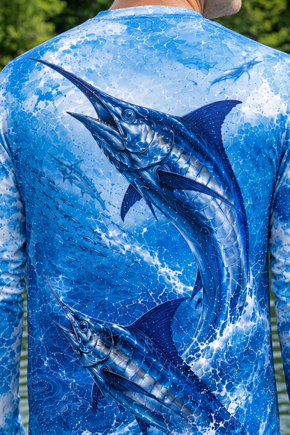Performance Fishing Long Sleeve - Twin Blue Marlin Surge - RS12 lifestyle artwork zoom