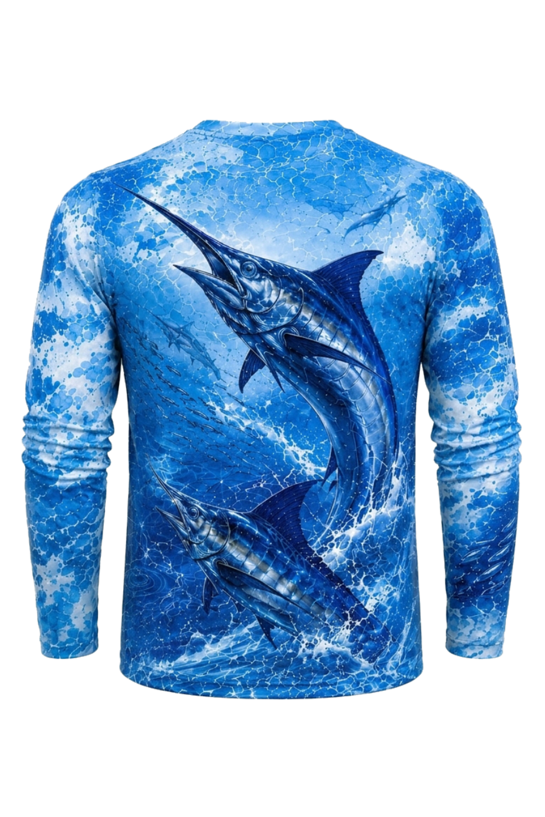 Performance Fishing Long Sleeve - Twin Blue Marlin Surge - RS12 mockup artwork side