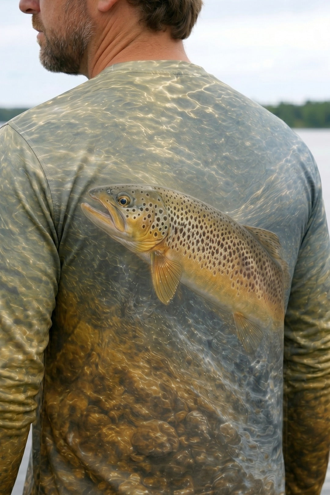 Performance Fishing Long Sleeve - Twin Current Brown - AOF69 lifestyle artwork zoom