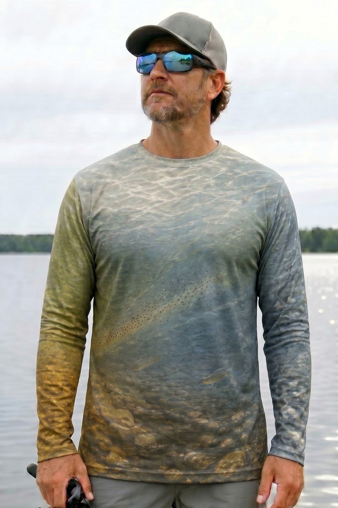 Performance Fishing Long Sleeve - Twin Current Brown - AOF69 lifestyle opposite side