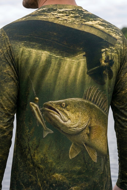 Performance Fishing Long Sleeve - Under the Boat Walleye Strike - RW16 lifestyle artwork zoom