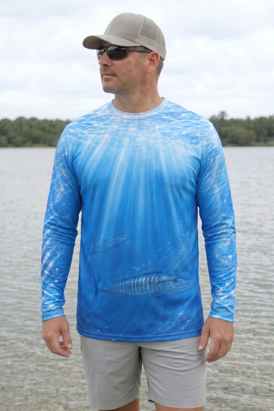 Performance Fishing Long Sleeve - Wahoo Strike Column - AOF115 lifestyle opposite side