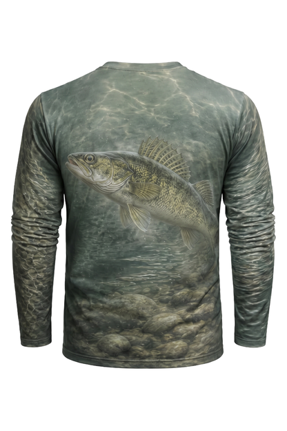 Performance Fishing Long Sleeve - Walleye NI - AOF62 mockup artwork side