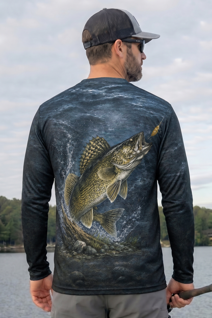 Performance Fishing Long Sleeve - Walleye Strike - AOF59 lifestyle artwork side