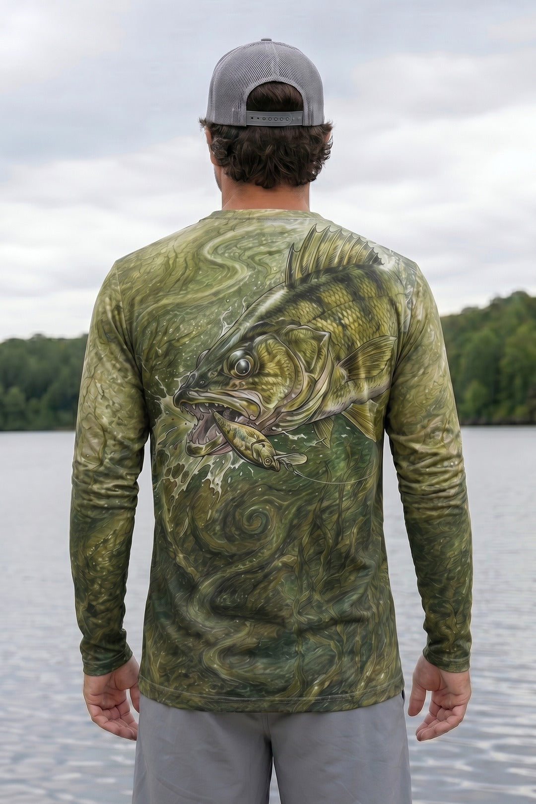 Performance Fishing Long Sleeve - Walleye Strike Current - AOF101 lifestyle artwork side
