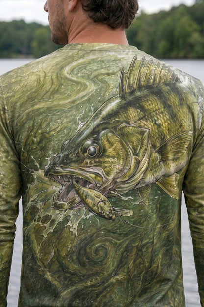 Performance Fishing Long Sleeve - Walleye Strike Current - AOF101 lifestyle artwork zoom