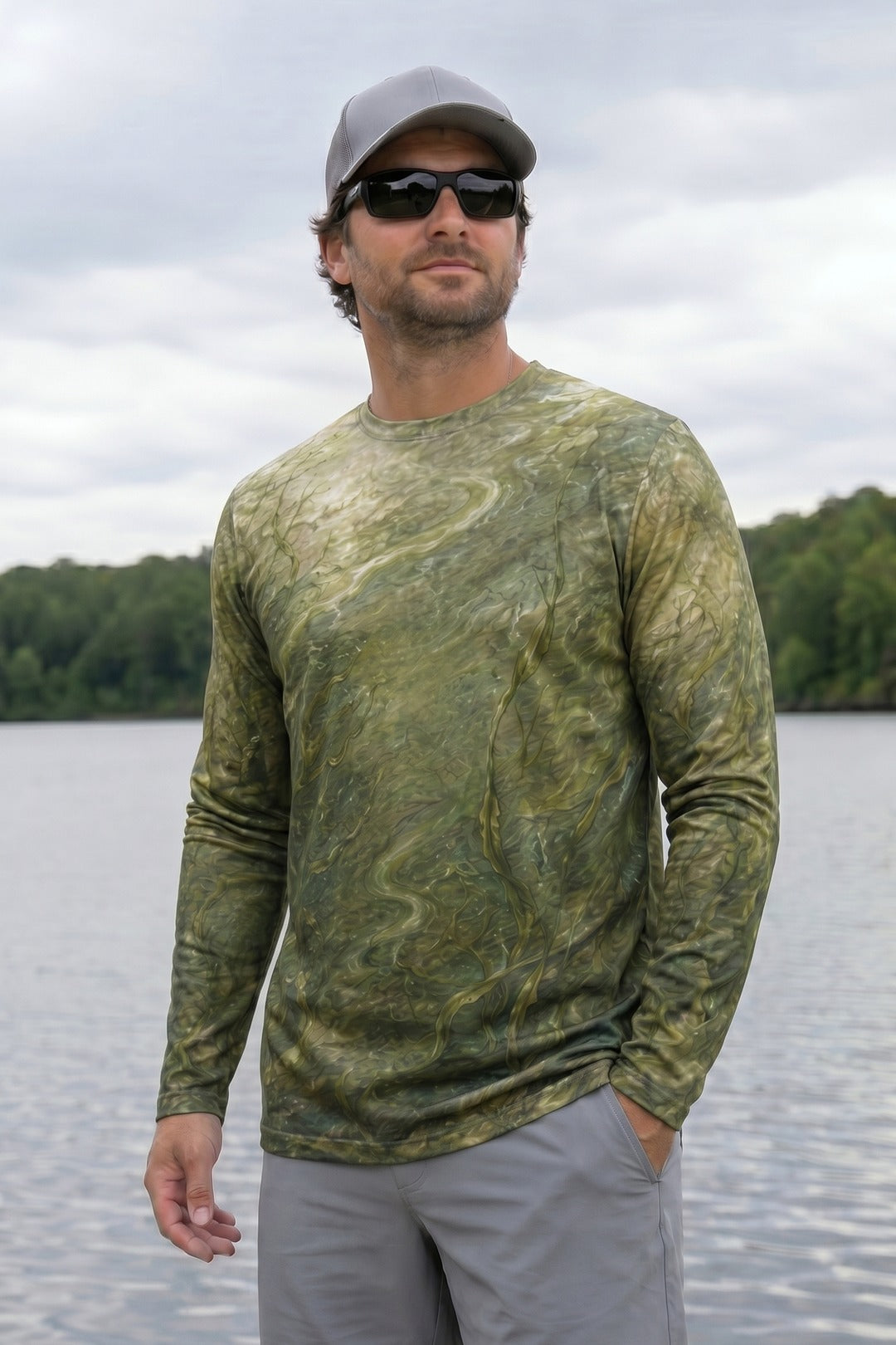 Performance Fishing Long Sleeve - Walleye Strike Current - AOF101 lifestyle opposite side