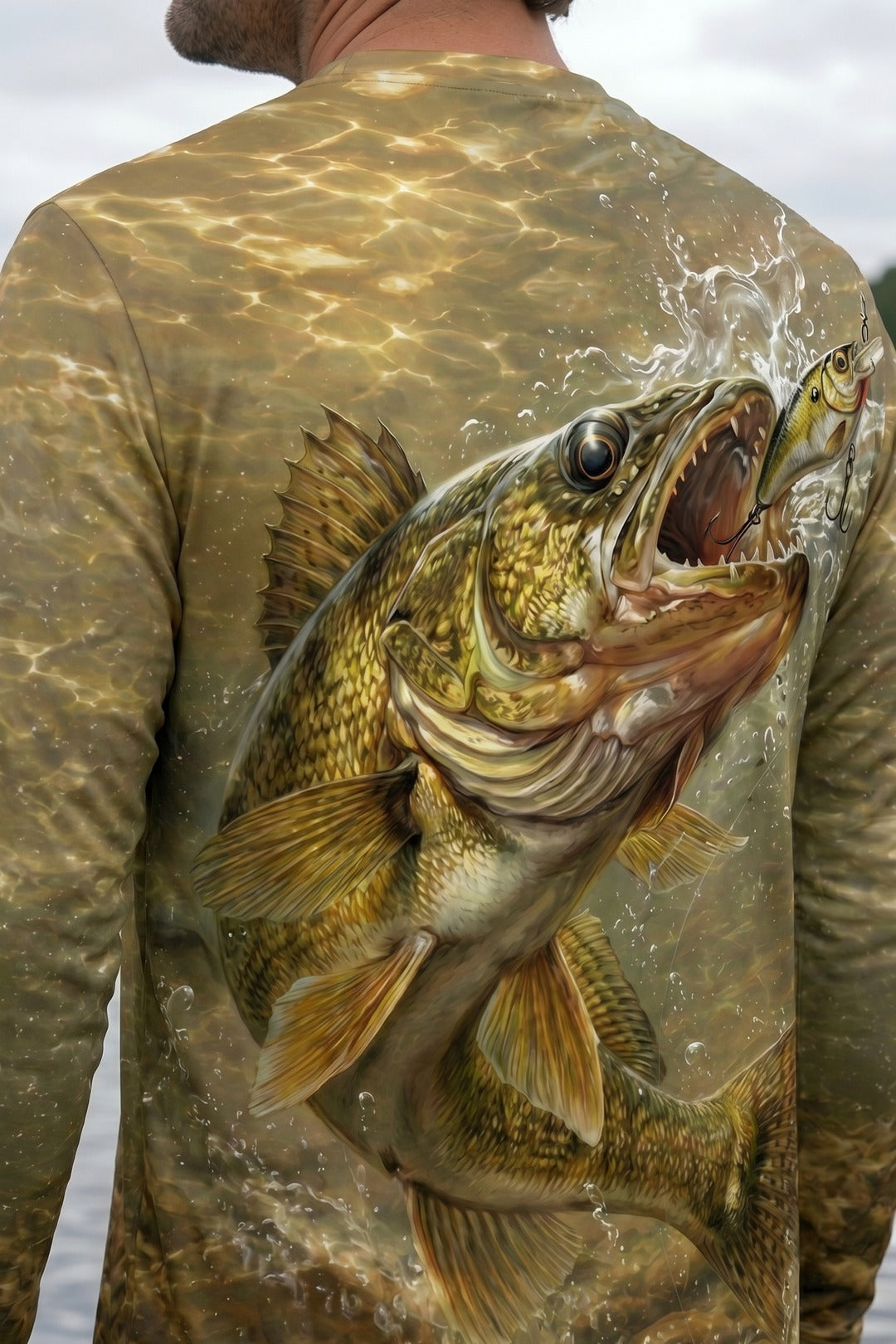 Performance Fishing Long Sleeve - Walleye Strike Realism - AOF98 lifestyle artwork zoom