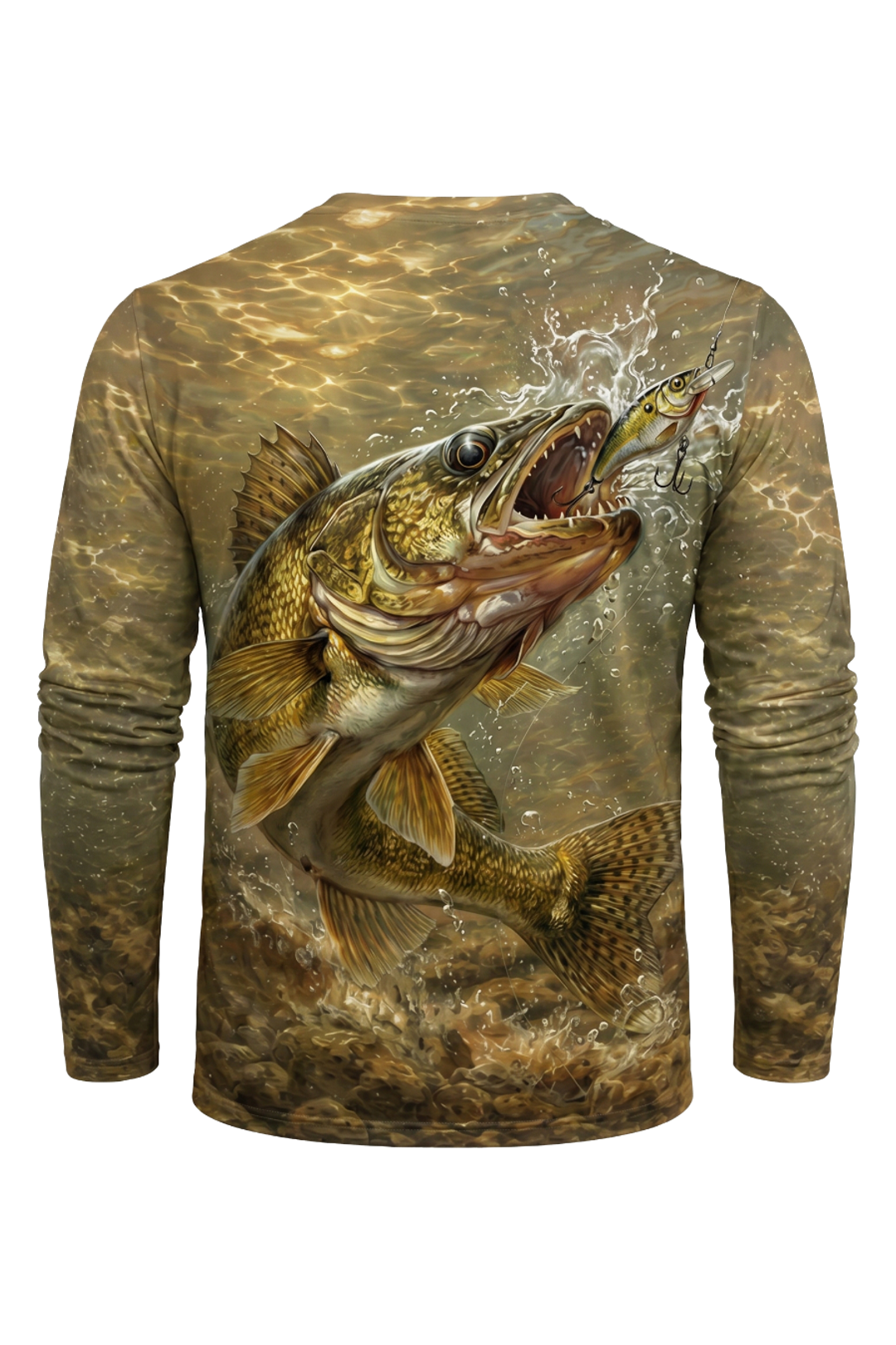 Performance Fishing Long Sleeve - Walleye Strike Realism - AOF98 mockup artwork side