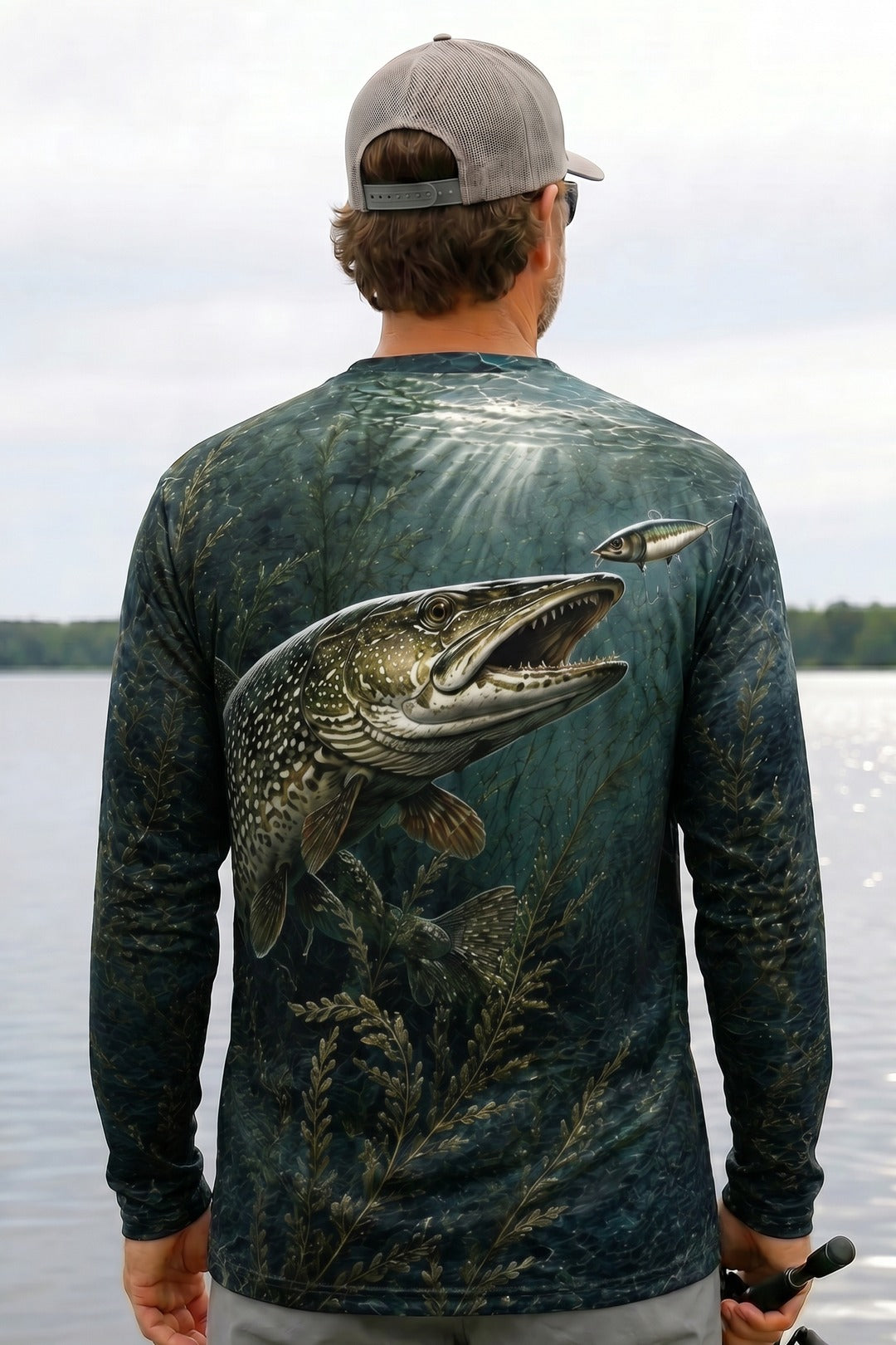 Performance Fishing Long Sleeve - Weedbed Ambush Pike - TBT191 lifestyle artwork side