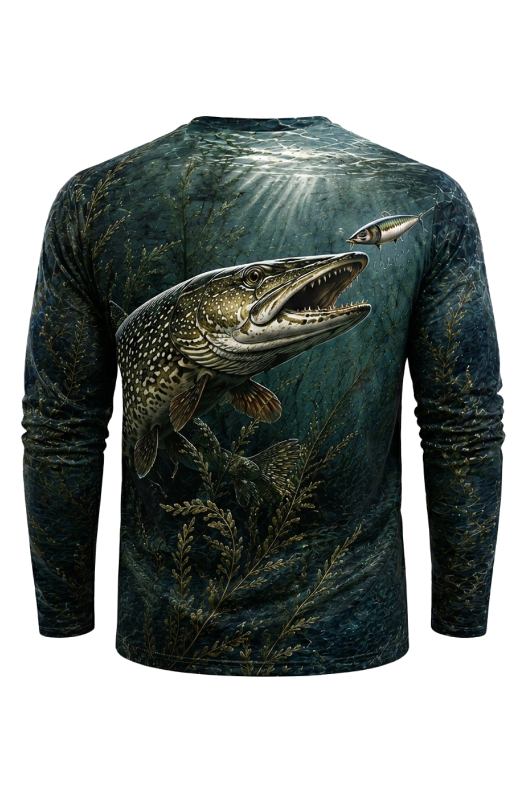 Performance Fishing Long Sleeve - Weedbed Ambush Pike - TBT191 mockup artwork side