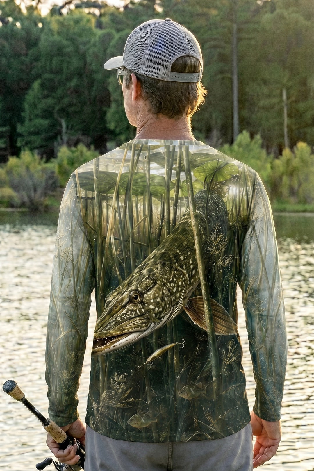 Performance Fishing Long Sleeve - Weedline Follow Pike - RNP05 lifestyle artwork side