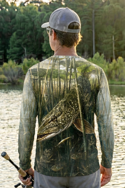 Performance Fishing Long Sleeve - Weedline Follow Pike - RNP05 lifestyle artwork side