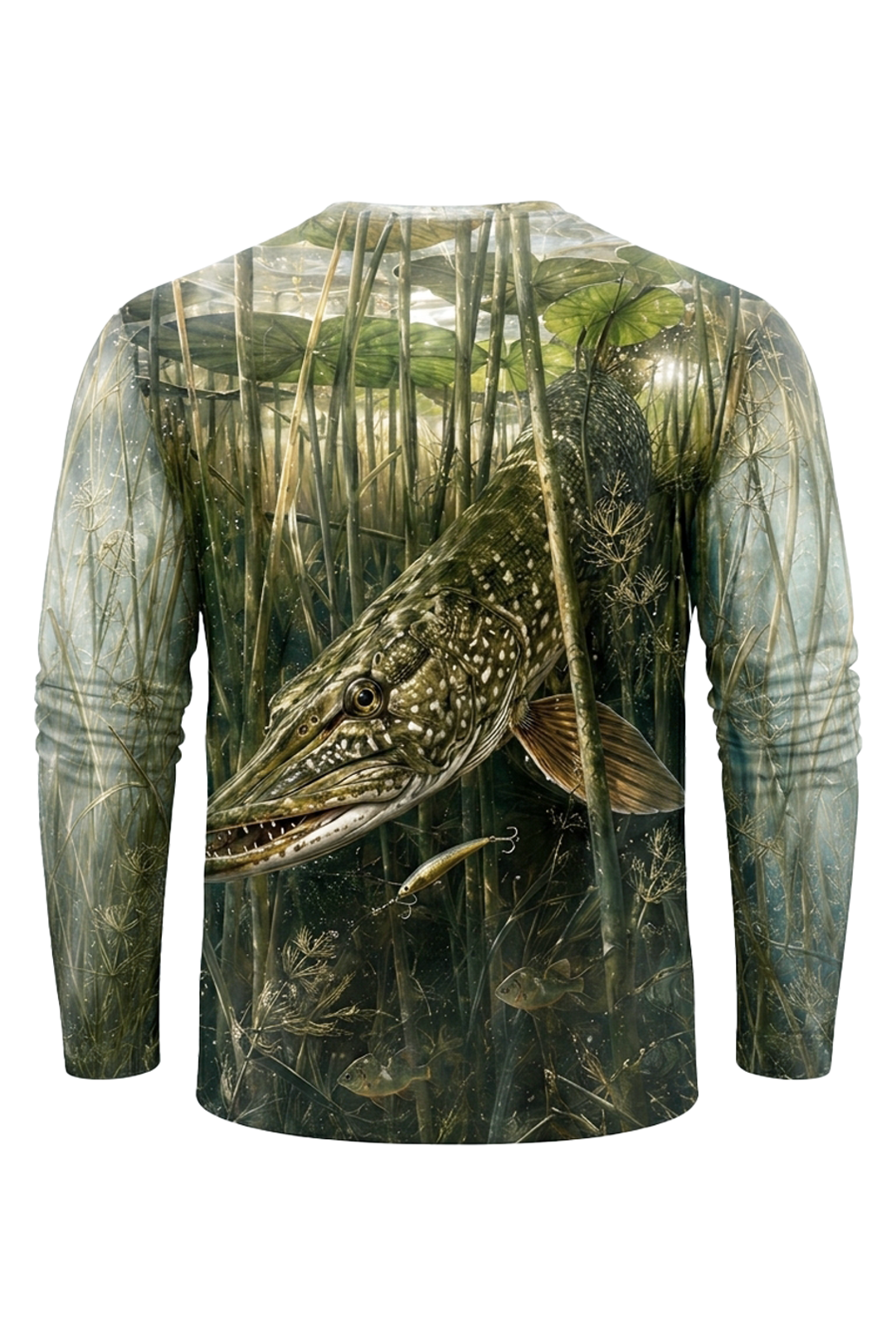 Performance Fishing Long Sleeve - Weedline Follow Pike - RNP05 mockup artwork side