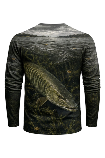 Performance Fishing Long Sleeve - Weedline Phantom Musky - RM02 mockup artwork side