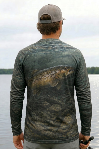 Performance Fishing Long Sleeve - Wild Brown Trout - AOF70 lifestyle artwork side