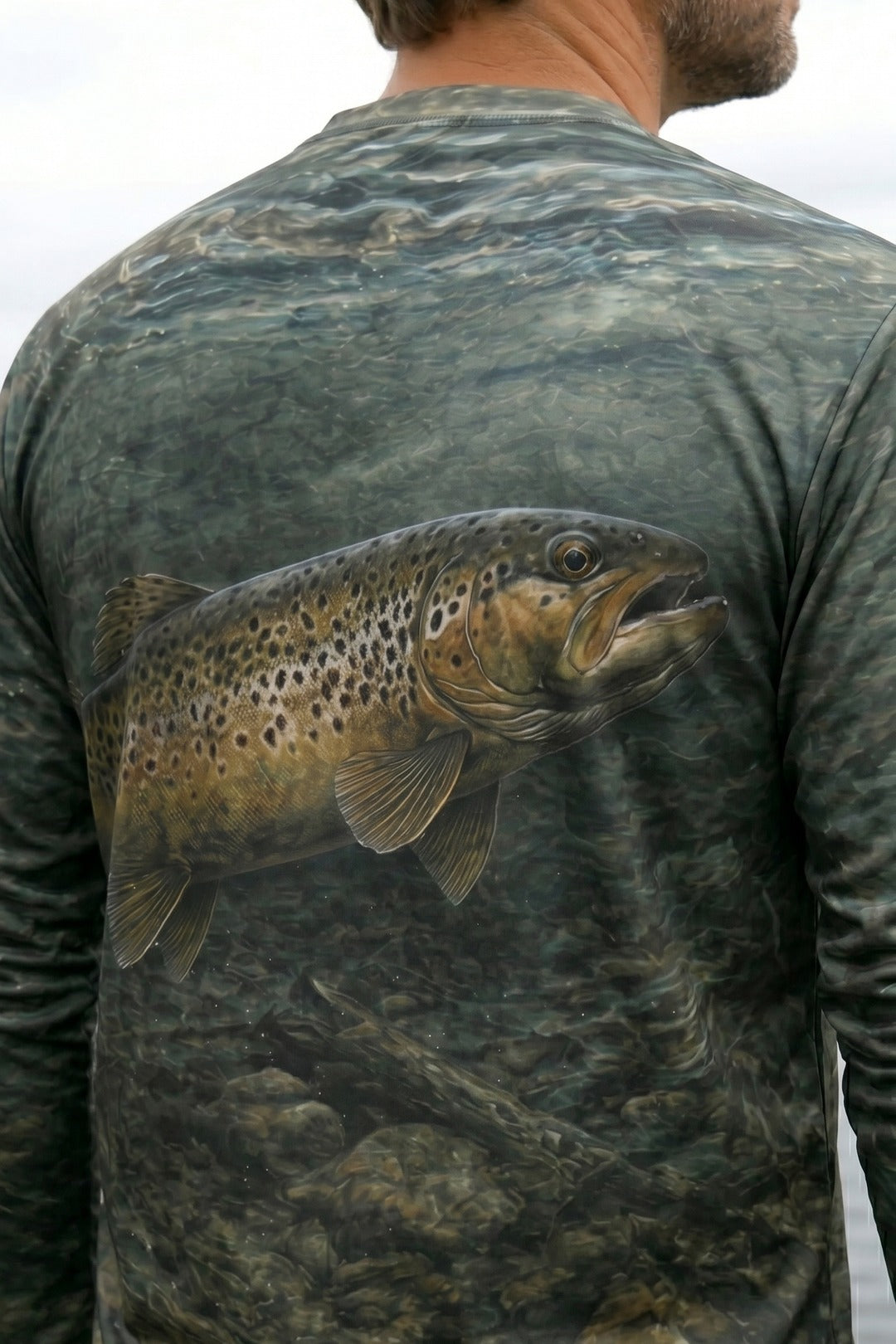 Performance Fishing Long Sleeve - Wild Brown Trout - AOF70 lifestyle artwork zoom