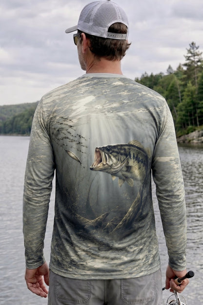 Performance Hunting Long Sleeve - Foggy River Bass - TBT139 lifestyle artwork side