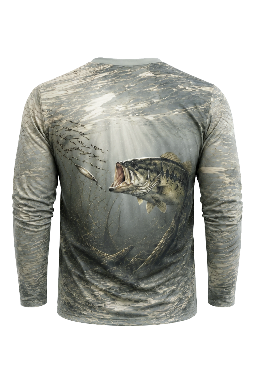 Performance Hunting Long Sleeve - Foggy River Bass - TBT139 mockup artwork side
