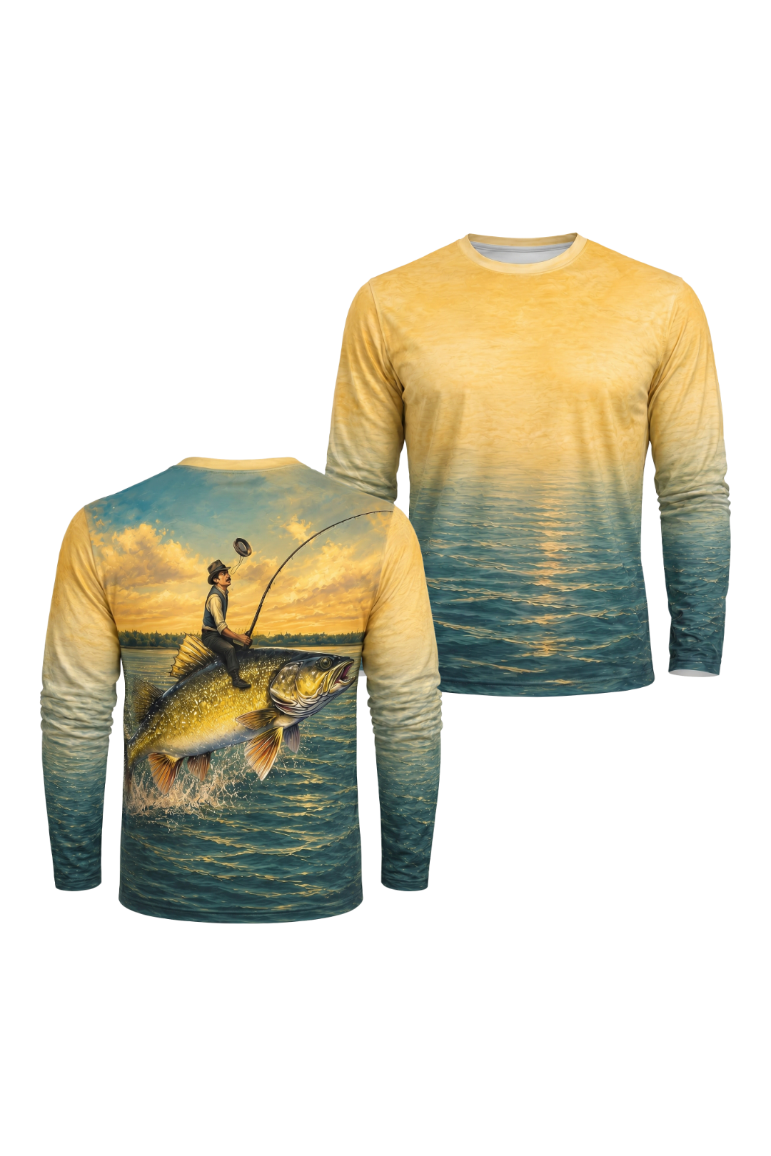 Performance Hunting Long Sleeve - Golden Ride Fishing - TBT151 two shirts front artwork
