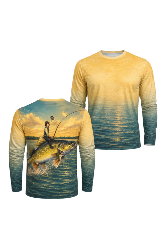 Performance Hunting Long Sleeve - Golden Ride Fishing - TBT151 two shirts front artwork