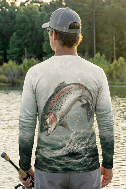 Performance Hunting Long Sleeve - Misty Rapids Trout - TBT145 lifestyle artwork side