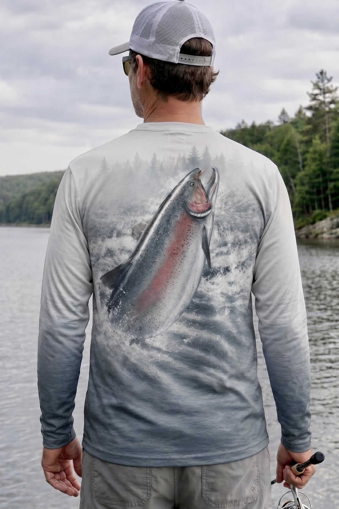 Performance Hunting Long Sleeve - Misty Rapids Trout - TBT148 lifestyle artwork side