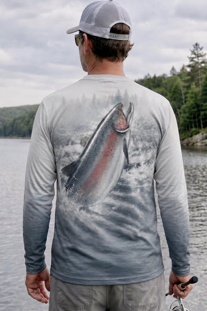Performance Hunting Long Sleeve - Misty Rapids Trout - TBT148 lifestyle artwork side