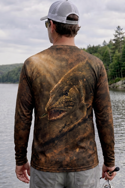 Performance Hunting Long Sleeve - Murky Mud Pike - TBT137 lifestyle artwork side