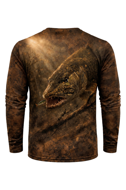 Performance Hunting Long Sleeve - Murky Mud Pike - TBT137 mockup artwork side