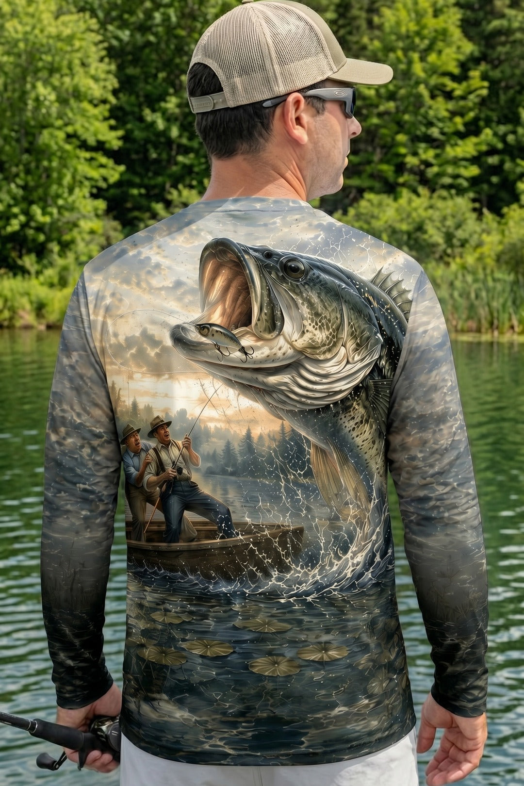Performance Hunting Long Sleeve - Panic Marsh Bass - TBT152 lifestyle artwork side