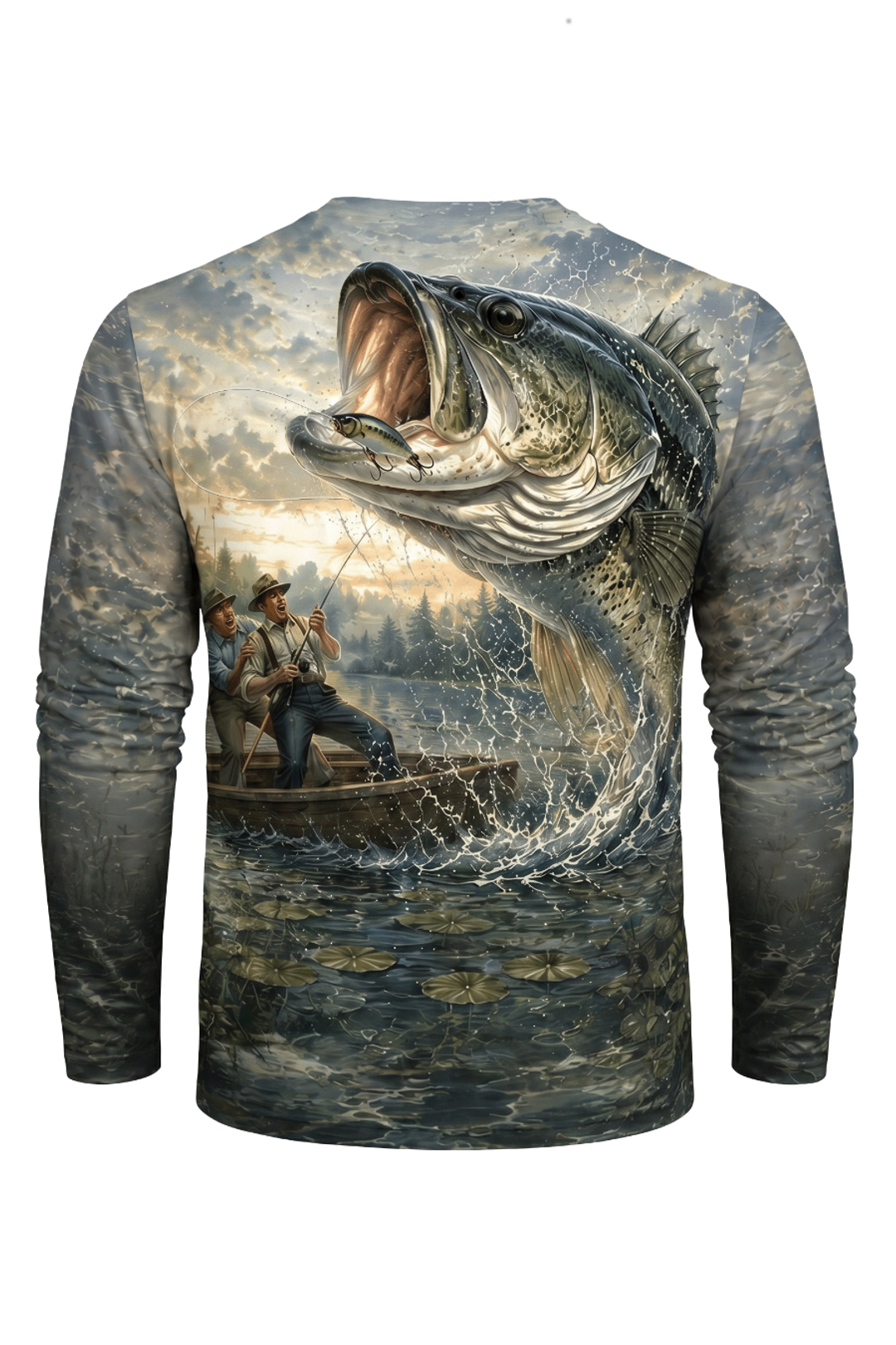 Performance Hunting Long Sleeve - Panic Marsh Bass - TBT152 mockup artwork side