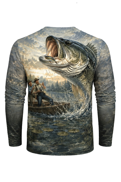 Performance Hunting Long Sleeve - Panic Marsh Bass - TBT152 mockup artwork side
