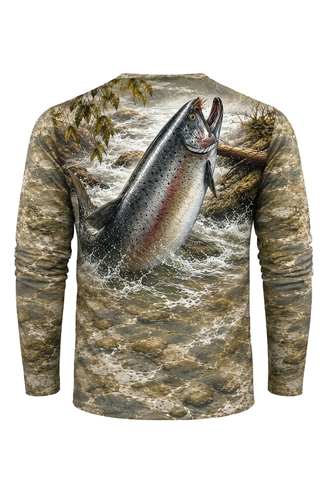 Performance Hunting Long Sleeve - Rapids Splash Trout - TBT143 mockup artwork side