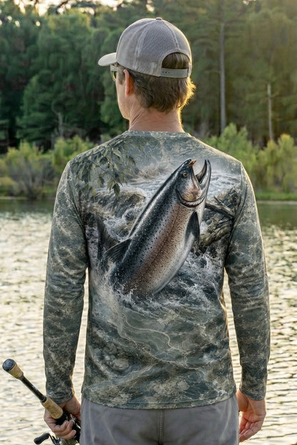 Performance Hunting Long Sleeve - Rapids Stream Trout - TBT144 lifestyle artwork side