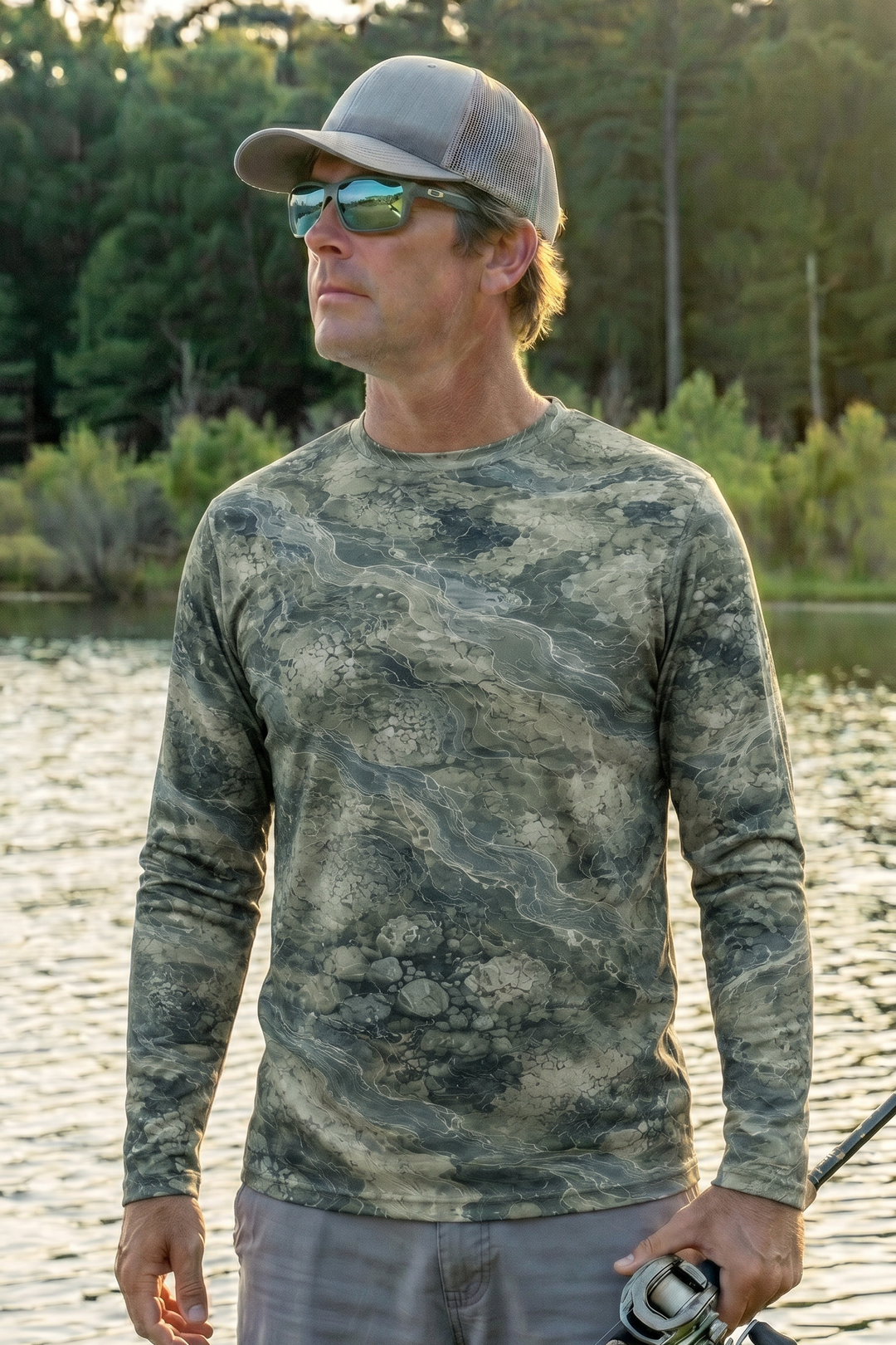 Performance Hunting Long Sleeve - Rapids Stream Trout - TBT144 lifestyle opposite side