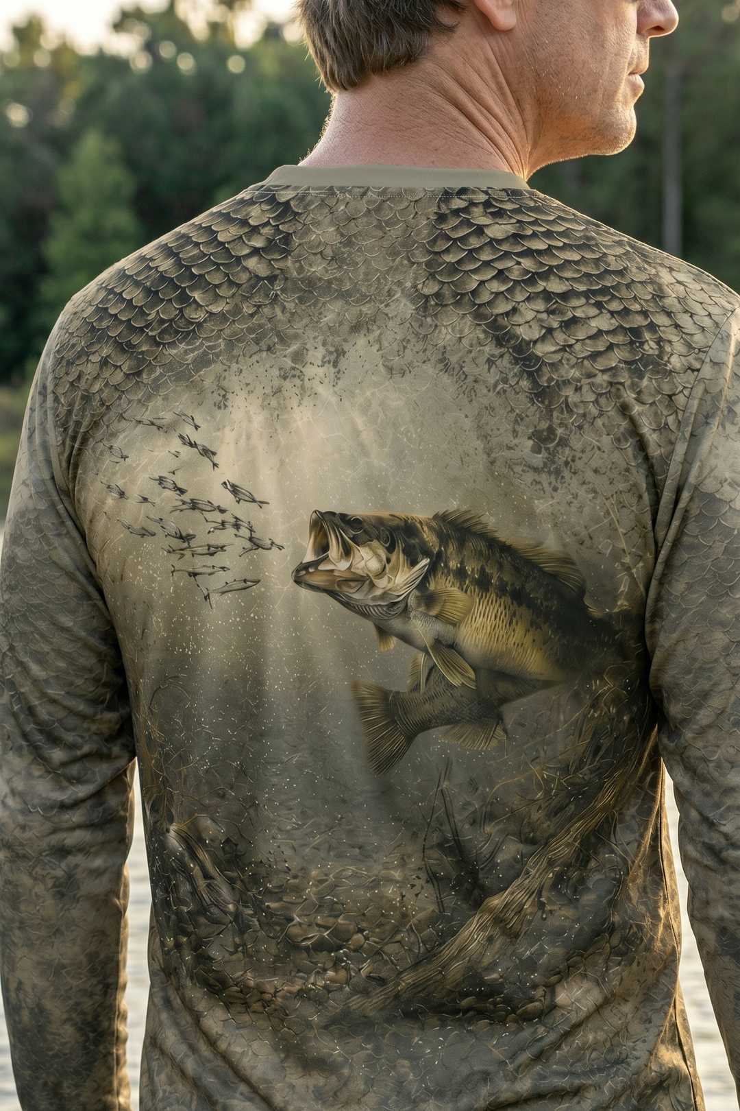 Performance Hunting Long Sleeve - River Scale Bass - TBT140 lifestyle artwork zoom