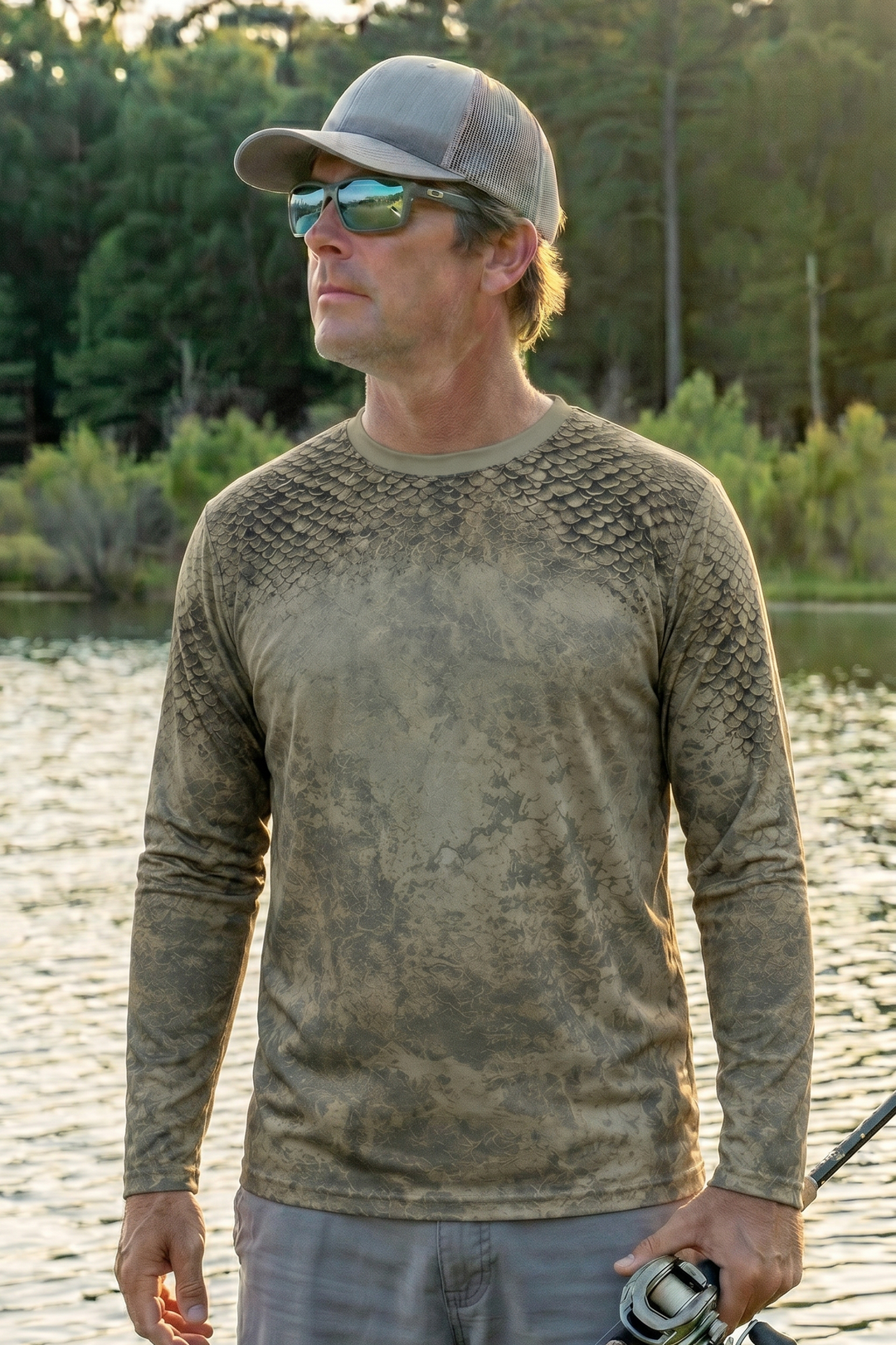 Performance Hunting Long Sleeve - River Scale Bass - TBT140 lifestyle opposite side