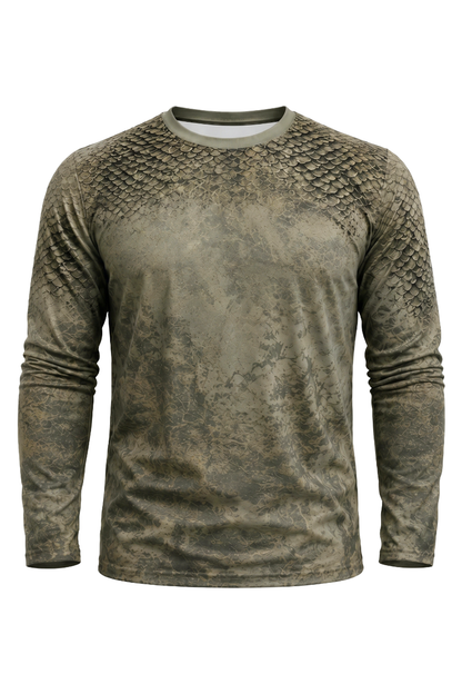 Performance Hunting Long Sleeve - River Scale Bass - TBT140 mockup opposite side