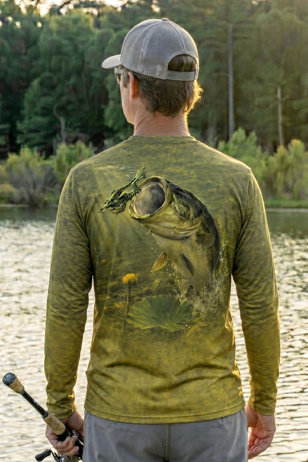 Performance Hunting Long Sleeve - Stillwater Frog Bass - TBT141 lifestyle artwork side