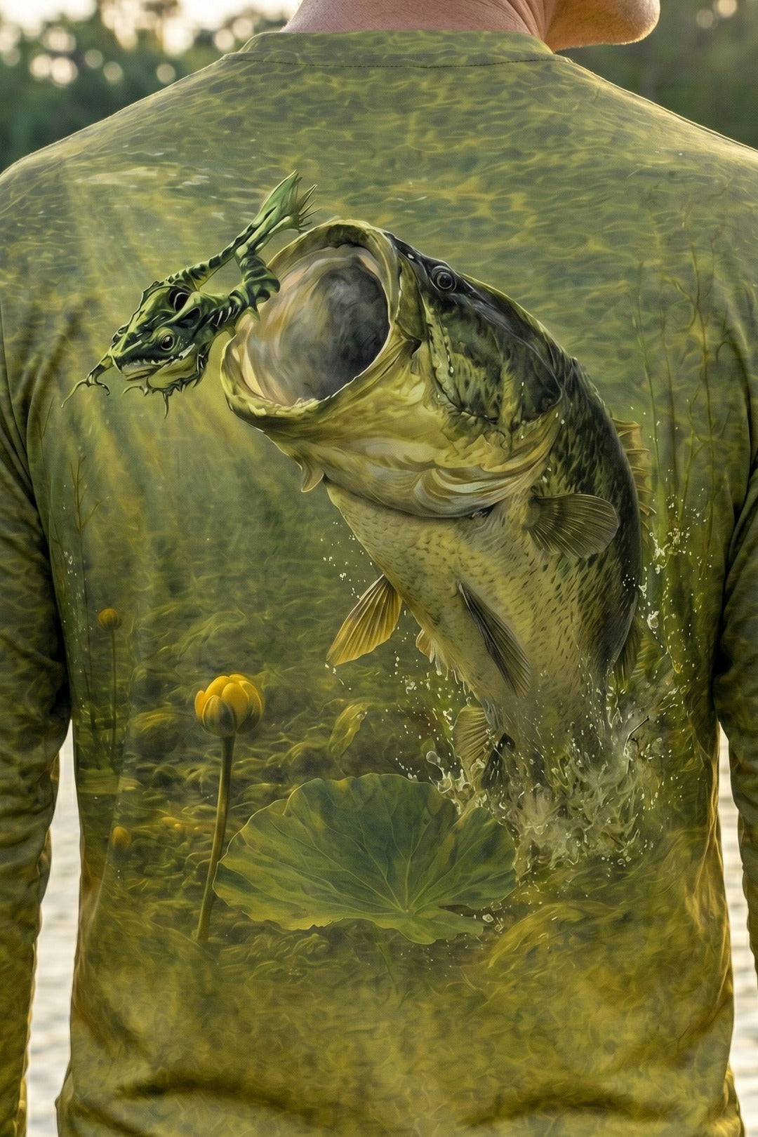 Performance Hunting Long Sleeve - Stillwater Frog Bass - TBT141 lifestyle artwork zoom