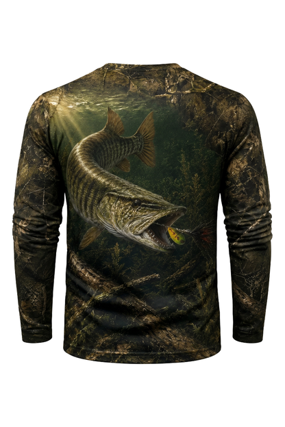 Performance Hunting Long Sleeve - Sunken Timber Musky - TBT142 mockup artwork side