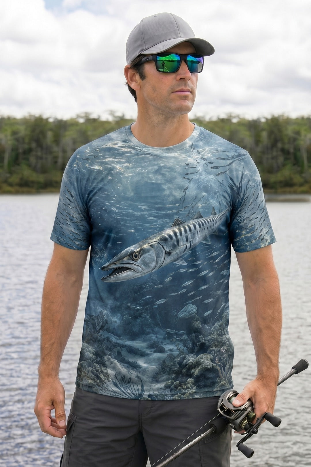 Pro Fishing Short Sleeve - Barracuda Shadow Strike - AOS03 lifestyle artwork side
