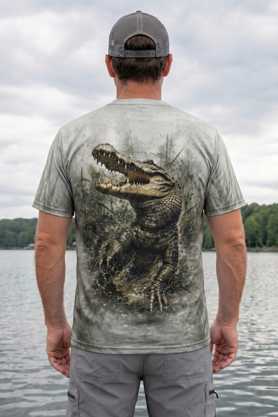 Pro Fishing Short Sleeve - Gator Marsh Breakout - AOS41 lifestyle artwork side